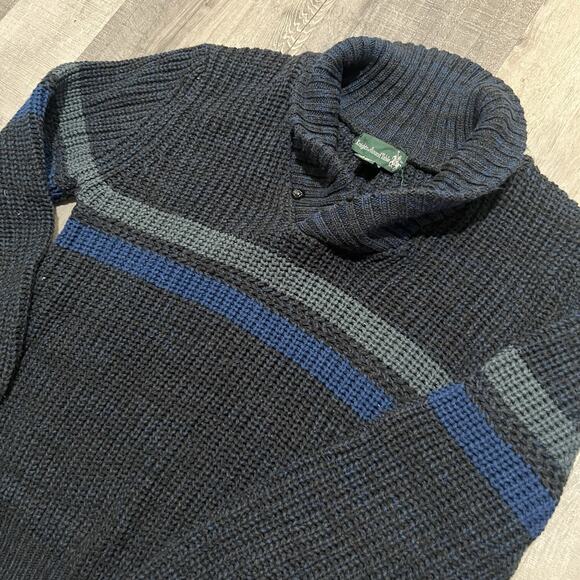 VTG Knights Of The Round Table Striped Knit Shawl Collar Pull Over Mens Sweater - Picture 2 of 4